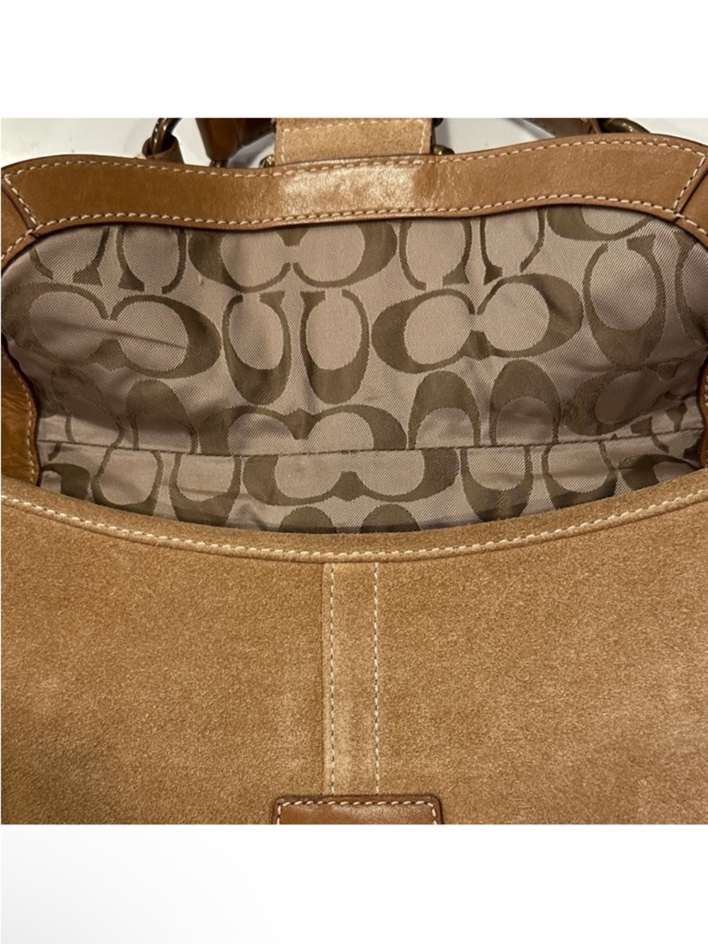 Coach SoHO Y2K Tan Suede Hobo Shoulder Bag with Buckle Detail - Picture 2 of 7